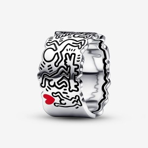 Band Rings Pandora Keith Haring™ x Line Art Love and People Larges Argent | 3061549-BT