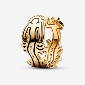 Band Rings Pandora Keith Haring™ x Wavy Figure Open Doré | 4623958-PT