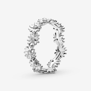 Band Rings Pandora Sparkling Daisy Flower Crown Argent | 0896471-NG