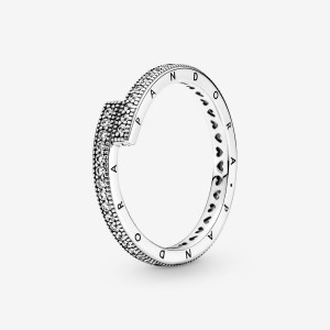 Band Rings Pandora Sparkling Overlapping Argent | 3260978-ZP