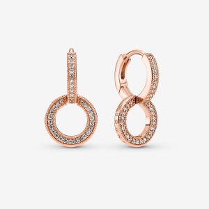 Boucles d'Oreilles Créoles Pandora Sparkling Double Rose Doré | 0879234-ZX