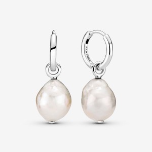 Boucles d'Oreilles Créoles Pandora Treated Freshwater Cultured Baroque Pearl Argent | 1748963-CZ