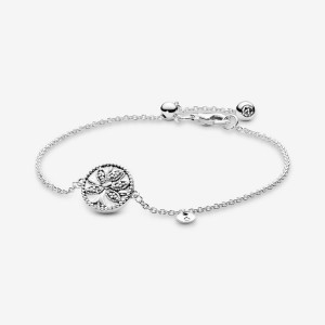 Chain Bracelets Pandora Sparkling Family Tree Slider Argent | 3714280-RM