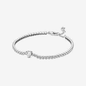 Chain Bracelets Pandora Sparkling Heart Tennis Argent | 4092651-JZ