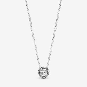 Chain Necklaces Pandora Round Sparkle Halo Argent | 8139670-RJ