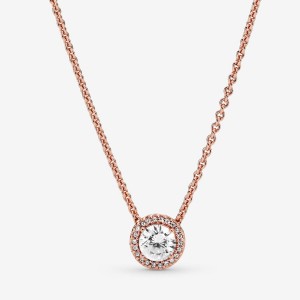 Chain Necklaces Pandora Round Sparkle Halo Rose Doré | 2841573-GK