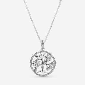 Chain Necklaces Pandora Sparkling Family Tree Argent | 5102764-DO