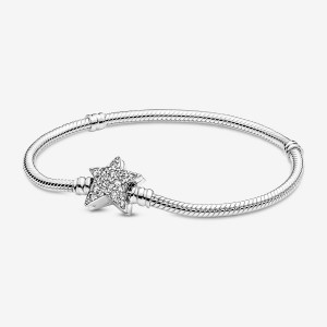 Charm Bracelets Pandora Moments Asymmetric Star Clasp Snake Argent | 8492503-UW