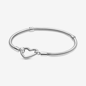 Charm Bracelets Pandora Moments Heart Closure Snake Argent | 6920817-GR