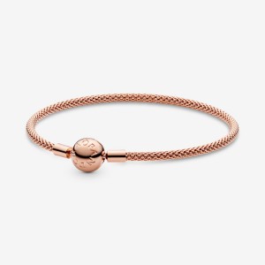 Charm Bracelets Pandora Moments Mesh Rose Doré | 2870135-QZ