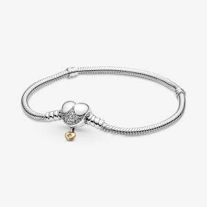 Charm Bracelets Pandora Princess Moments Heart Snake Two-tone | 2908375-NU