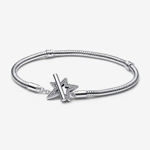 Charm Holders Pandora Moments Asymmetric Star T-bar Snake Argent | 4397861-HN