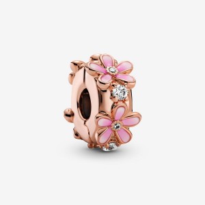 Clips Pandora Pink Daisy Spacer Clip Rose Doré | 5392084-WA