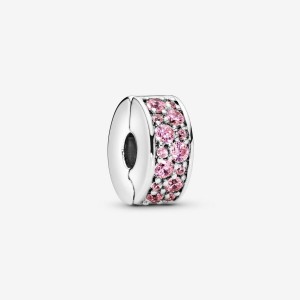 Clips Pandora Pink Pavé Clip Argent | 4065127-XT