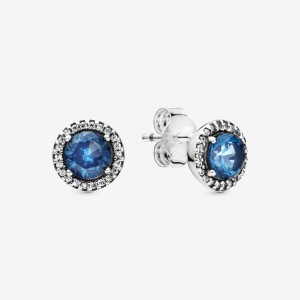 Clous d'Oreilles Pandora Blue Round Sparkles Argent | 8925706-VZ