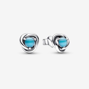 Clous d'Oreilles Pandora December Turquoise Blue Eternity Circles Argent | 5602874-GI