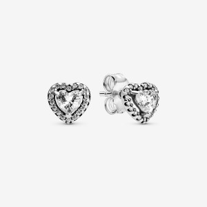 Clous d'Oreilles Pandora Elevated Hearts Argent | 3029681-QZ