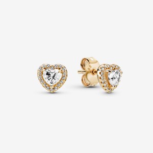 Clous d'Oreilles Pandora Elevated Hearts Doré | 5247183-CS