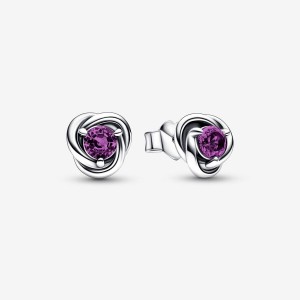 Clous d'Oreilles Pandora February Purple Eternity Circles Argent | 1964253-JG