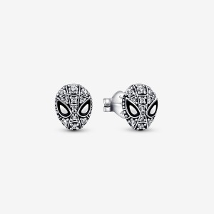 Clous d'Oreilles Pandora Marvel Spider-Man Mask Pavés Argent | 4829671-AI