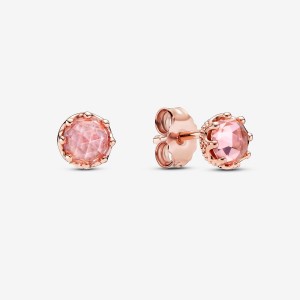 Clous d'Oreilles Pandora Pink Sparkling Crowns Rose Doré | 5081674-VA