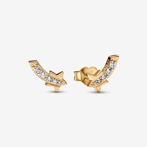 Clous d'Oreilles Pandora Shooting Star Pavés Doré | 8120497-FK