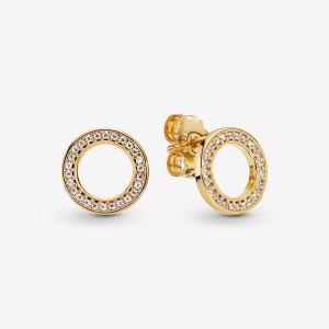 Clous d'Oreilles Pandora Sparkling Circles Doré | 4186795-DB