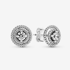 Clous d'Oreilles Pandora Sparkling Double Halos Argent | 7543621-RO