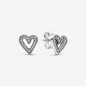 Clous d'Oreilles Pandora Sparkling Freehand Hearts Argent | 5326807-HW