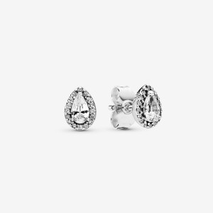 Clous d'Oreilles Pandora Sparkling Teardrop Halos Argent | 9320714-WV