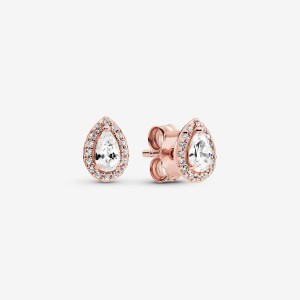 Clous d'Oreilles Pandora Teardrop Halo Rose Doré | 1428097-ZP