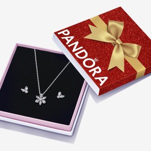 Collier Et Boucles D'oreilles Ensembles Pandora Sparkling Herbarium Cluster Jewelry Gift Set Argent | 8203176-ZW