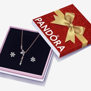 Collier Et Boucles D'oreilles Ensembles Pandora Sparkling Snowflake Jewelry Gift Set Rose Doré | 0829715-KC