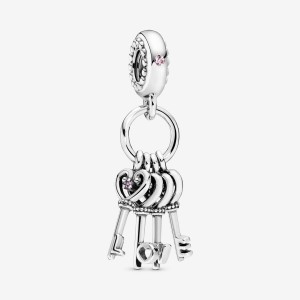 Dangle Charms Pandora Keys of Love Dangle Argent | 2795310-OG