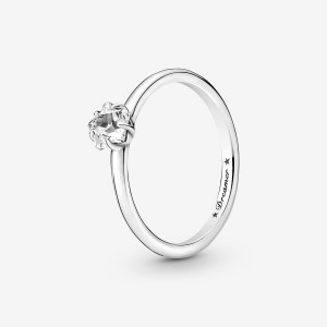 Halo & Solitaire Rings Pandora Celestial Sparkling Star Solitaire Argent | 2734651-MR