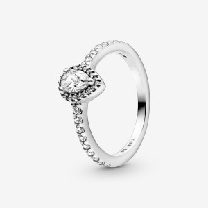 Halo & Solitaire Rings Pandora Classiche Teardrop Halo Argent | 3894721-IS