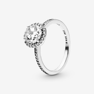 Halo & Solitaire Rings Pandora Round Sparkle Halo Argent | 7198243-KC