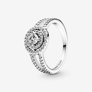 Halo & Solitaire Rings Pandora Sparkling Double Halo Argent | 6804219-MR