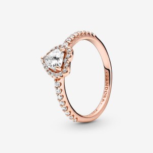 Halo & Solitaire Rings Pandora Sparkling Elevated Rose Doré | 4928013-XF