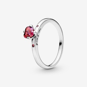 Halo & Solitaire Rings Pandora Sparkling Red Argent | 8427093-OP