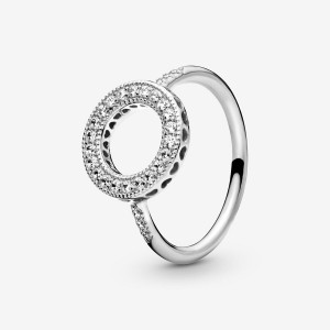 Halo & Solitaire Rings Pandora Sparkling Halo Argent | 4107832-AP