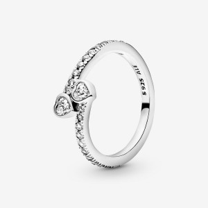 Heart & Promise Rings Pandora Two Sparklings Argent | 4250673-YB