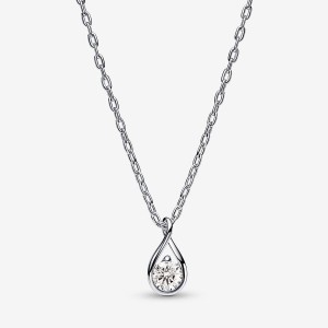 Lab-Created Diamond Necklaces Pandora Brilliance Lab-created 0.25 ct tw Diamond Argent | 2135678-XE