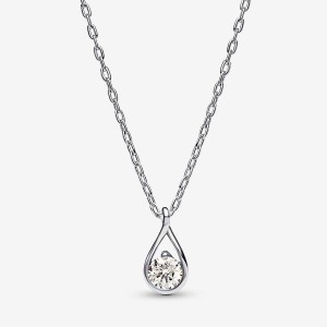 Lab-Created Diamond Necklaces Pandora Brilliance Lab-created 0.50 ct tw Diamond Argent | 8657923-OZ