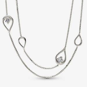 Lab-Created Diamond Necklaces Pandora Brilliance Lab-created 0.50 ct tw Diamond Long Blanche Doré | 3769514-EB