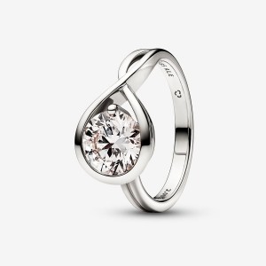 Lab-Created Diamond Rings Pandora Brilliance 2.00 ct tw Blanche Doré | 9470586-QD