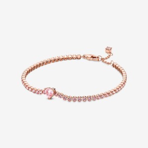 Non-charm Bracelets Pandora Sparkling Heart Tennis Rose Doré | 8754216-FP