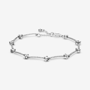 Non-charm Bracelets Pandora Sparkling Pavé Bars Argent | 4950326-ZO