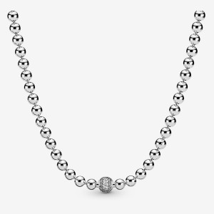 Pendant Necklaces Pandora Beads & Pavé Argent | 4810963-TH