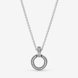 Pendant Necklaces Pandora Double Circle Argent | 7694283-PS